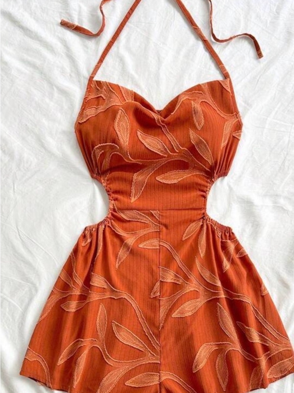 Rust Halter Cutout Romper - Women